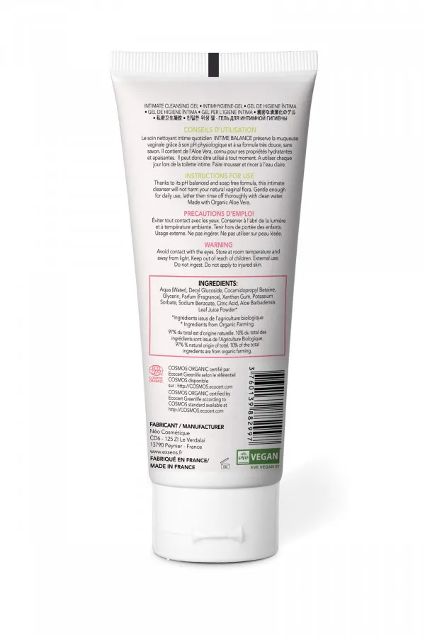 Gel nettoyant intime aloe vera bio 100ml