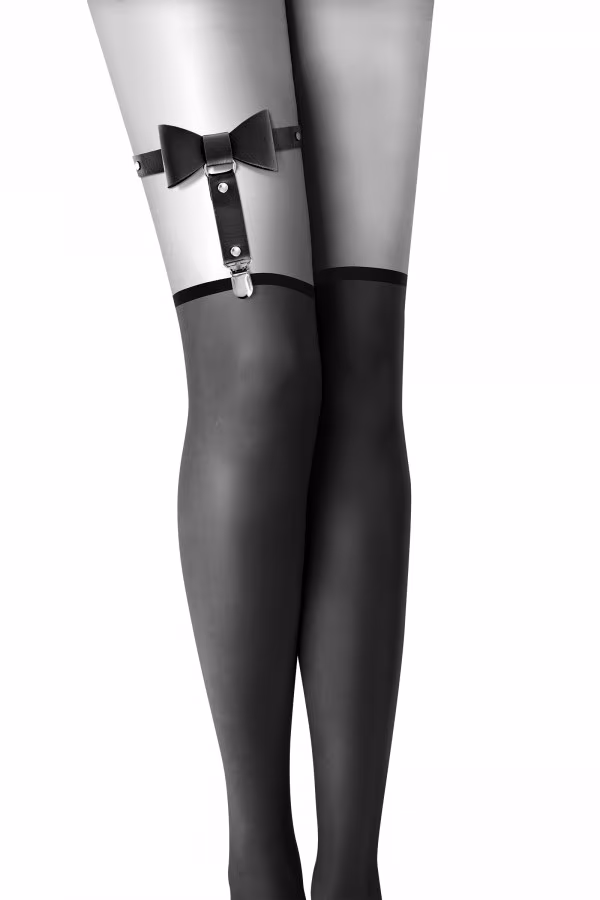 Jarretière sexy avec noeud papillon élégant noir