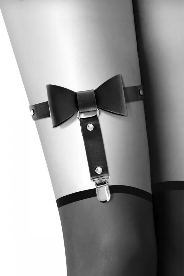 Jarretière sexy avec noeud papillon élégant noir