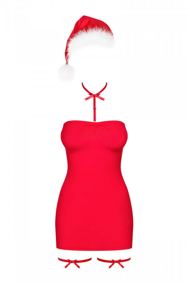 Nuisette bustier de Noël jarretières et bonnet Kissmas Obsessive