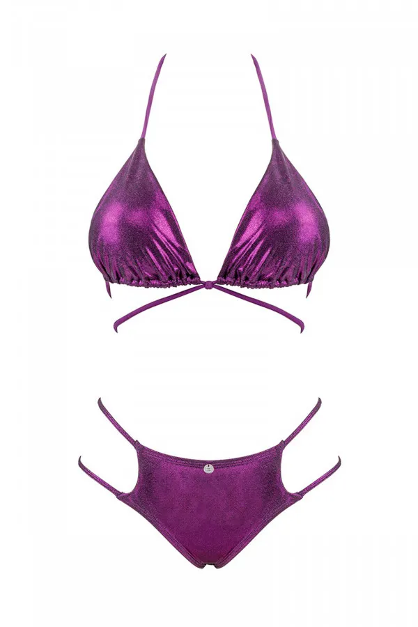 Bikini Balitta en tissu métallisé violet de Obsessive