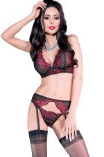 Ensemble soutien-gorge, string et jarretières
