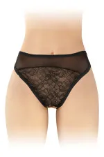 Tanga ouvert dentelle et tulle