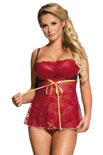 Nuisette bordeaux dentelle et string