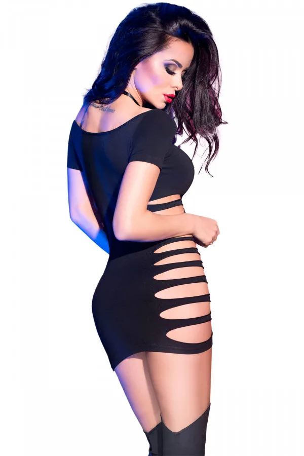 Robe moulante à découpes noire de Chilirose