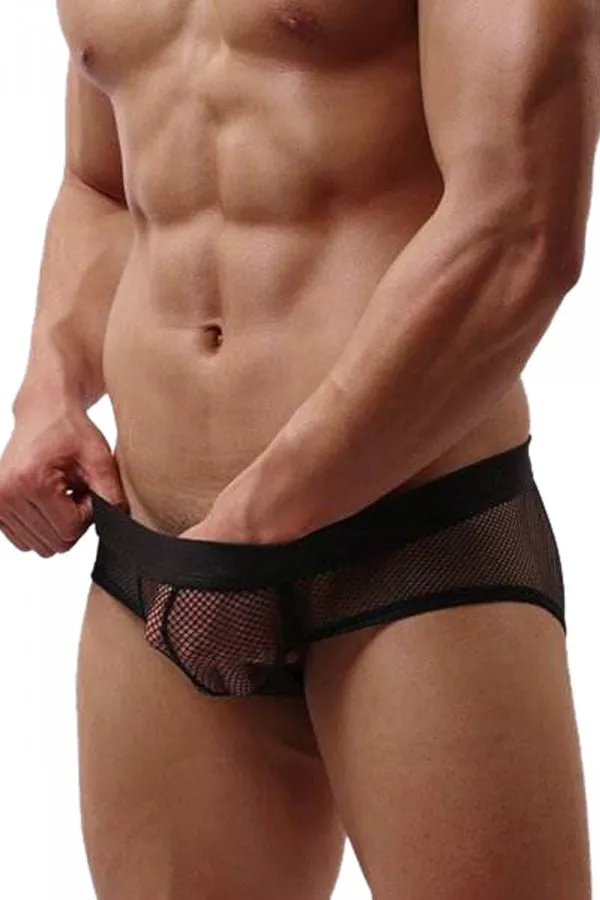 Slip homme résille noir