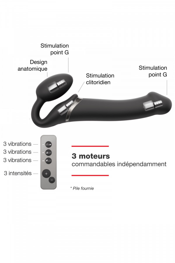 Strap On Me le gode ceinture sans ceinture vibrant noir taille M