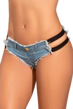 String jean mini short ajouré