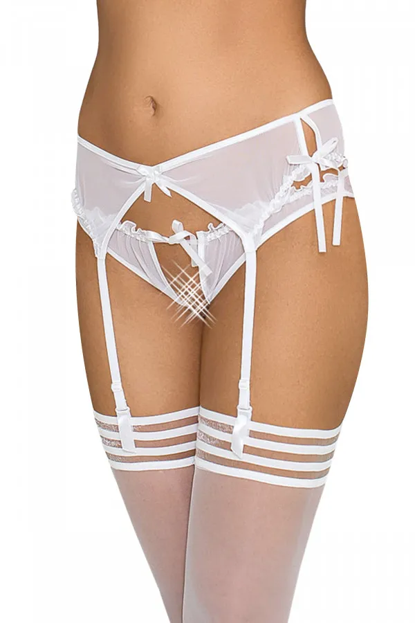 Lingerie fine : Porte-jarretelles blanc sensuel et élégant Axami pas cher