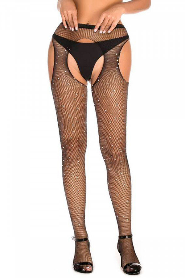 Collants ouverts à strass