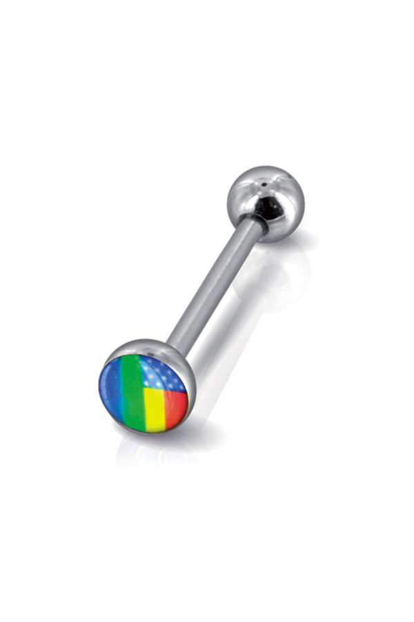 Piercing langue avec motif LGTB USA