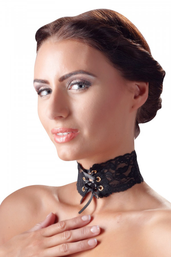 Collier ras de cou dentelle noire ajustable pas cher