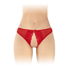 Culotte érotique : culotte noire ouverte maille dentelle