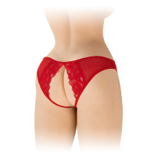 Culotte érotique : culotte noire ouverte maille dentelle