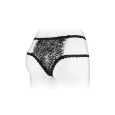 Culotte ouverte : Culotte noire dentelle à cils entre-jambes ouvert