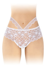Culotte ouverte dentelle florale et ornements