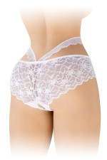 Culotte ouverte dentelle florale et ornements