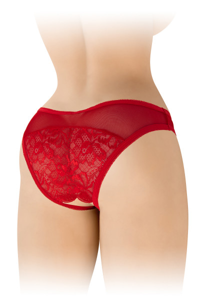 Tanga ouvert dentelle et tulle