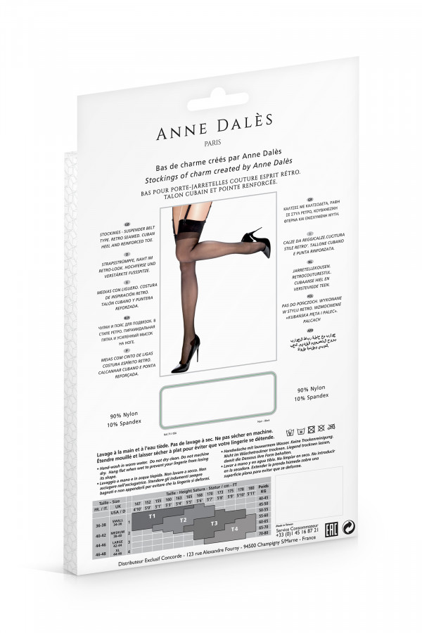 Bas sexy : bas noirs nylon coutures style rétro