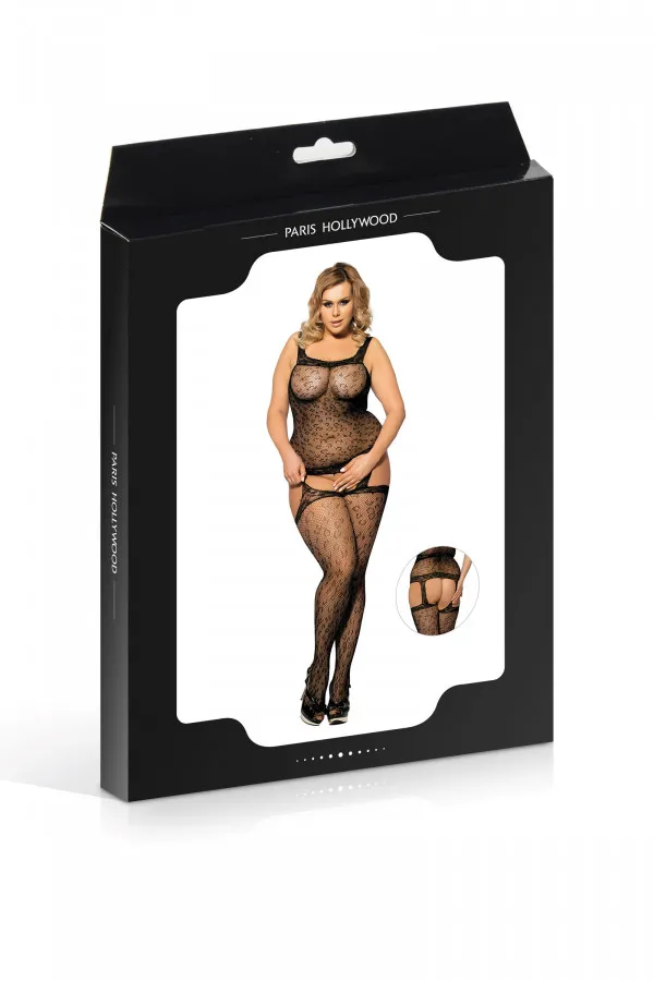 Lingerie coquine : combinaison noire porte-jarretelles