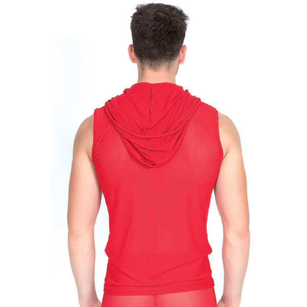 Lingerie masculine - V-shirt blanc transparent à capuche Look Me