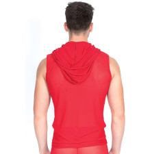 Lingerie masculine - V-shirt blanc transparent à capuche Look Me