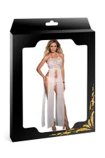 Nuisette longue dentelle et voile