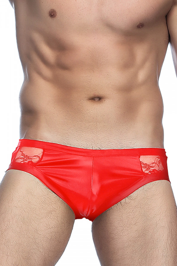 Slip sexy homme dentelle wetlook