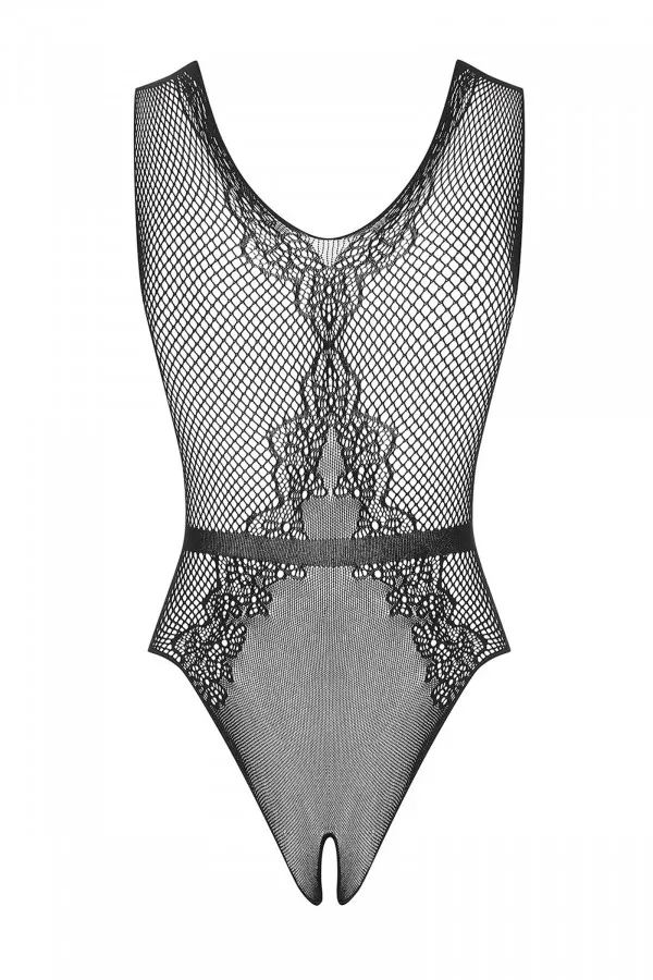 Body noir ouvert à l'entre-jambes