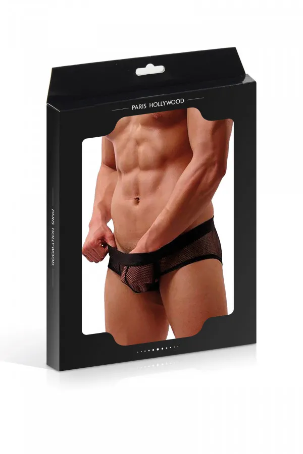 Slip homme résille noir