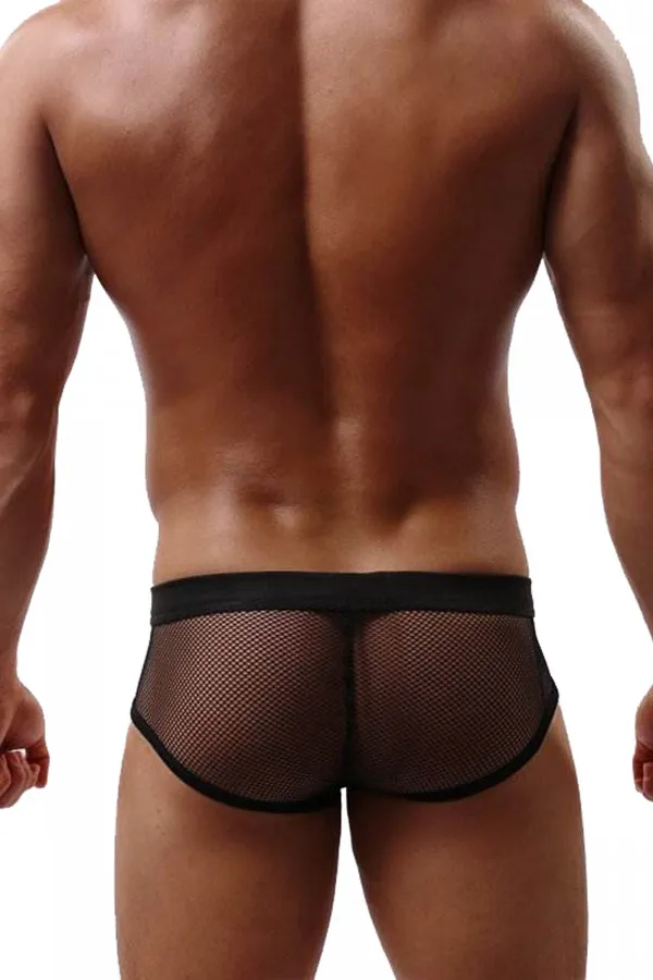 Slip homme résille noir