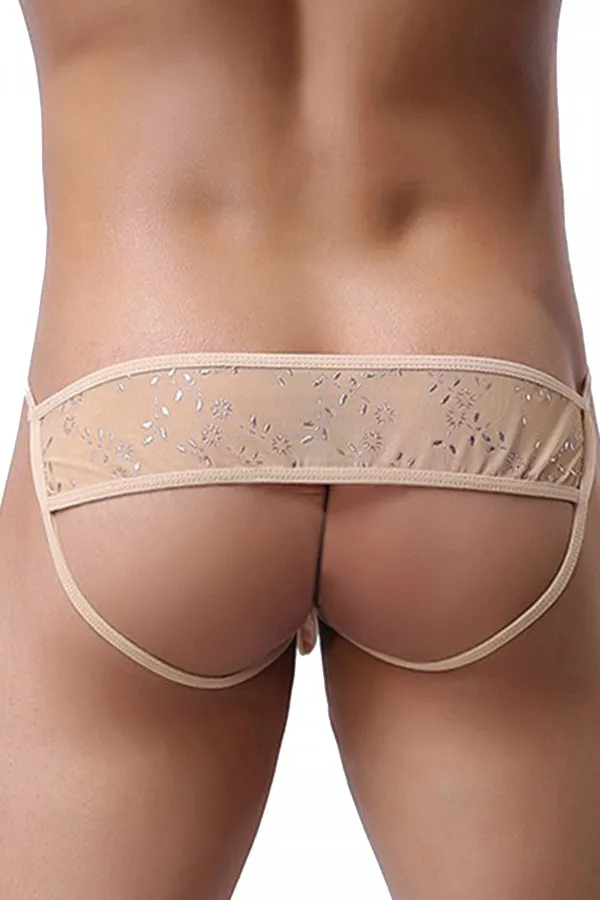 Jock-strap noir dentelle fine et maillage transparent