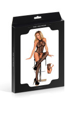Bodystocking en résille noire effet guêpière