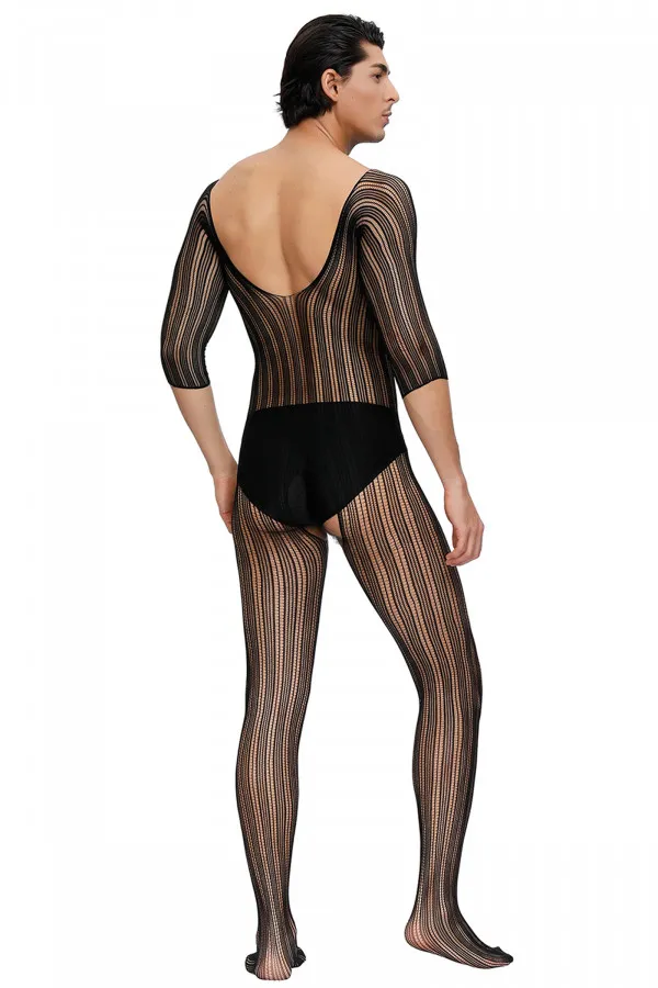 Combinaison noire extensible ouverte pour homme