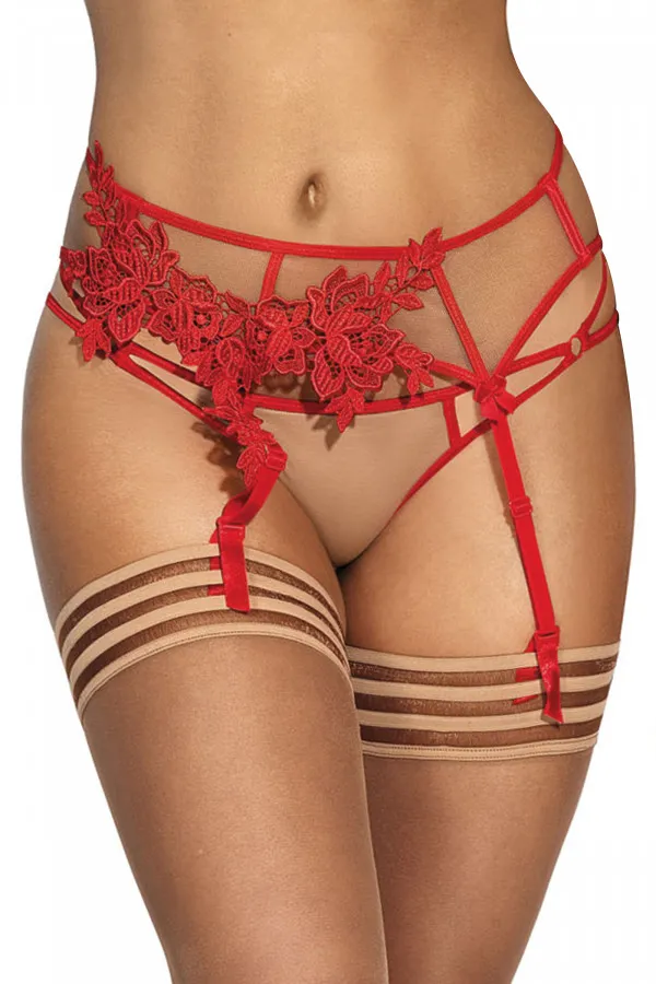 Porte-jarretelles blanc broderie florale Axami pas cher