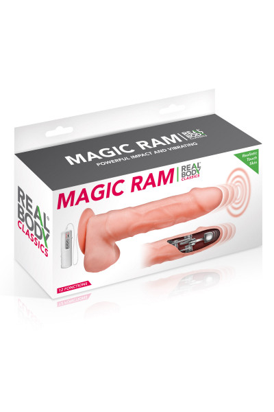 Gode ventouse ultra réaliste chair vibrant va-et-vient Magic Ram 21cm