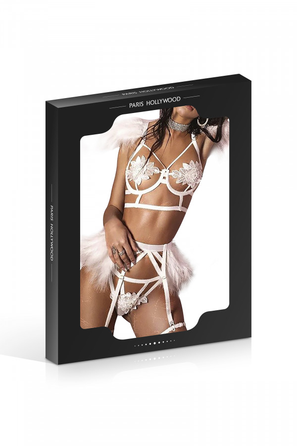 Ensemble lingerie avec plumes duvet