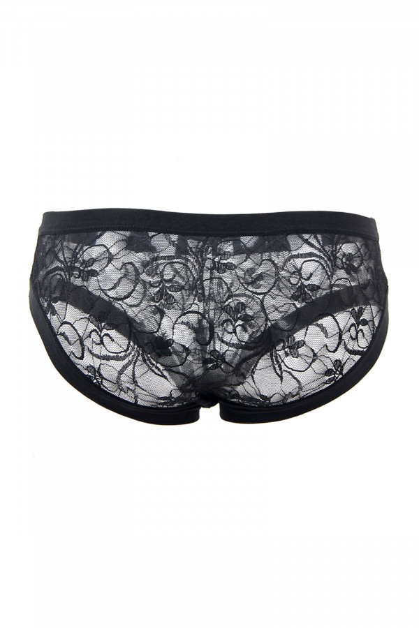 Slip homme en dentelle noire pas cher