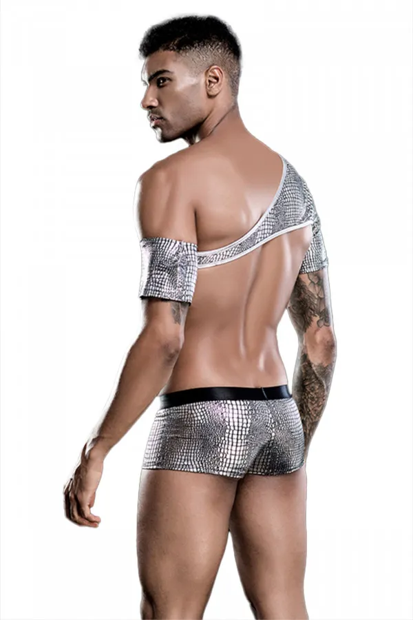 Costume de gladiateur sexy argenté style "serpent" pas cher