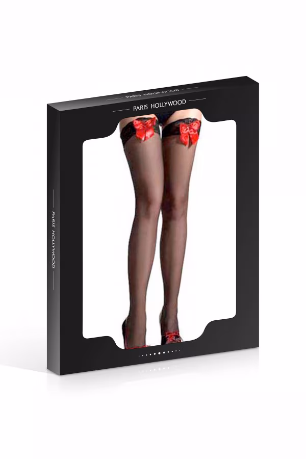 Bas noir avec noeud rouge de Paris Hollywood