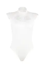 Body moulant blanc en dentelle