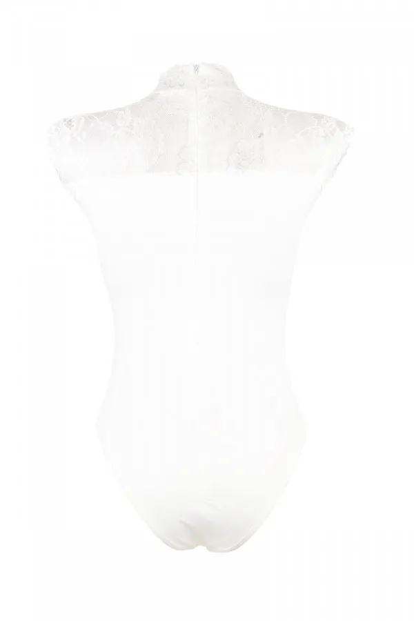 Body moulant blanc en dentelle par Paris Hollywood