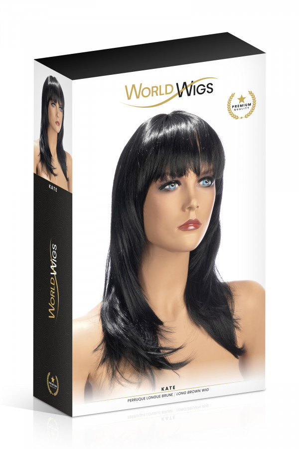 Perruque cheveux mi-longs brun Kate