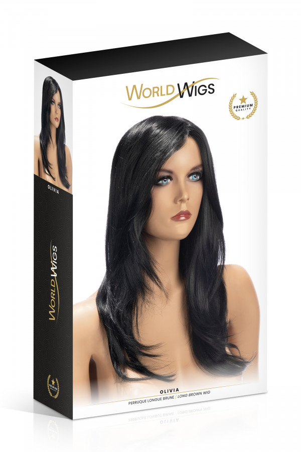 Perruque cheveux longs brun Olivia