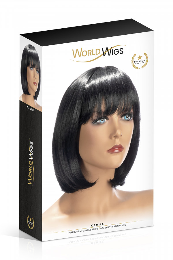 Perruque cheveux mi-longs brun Camila