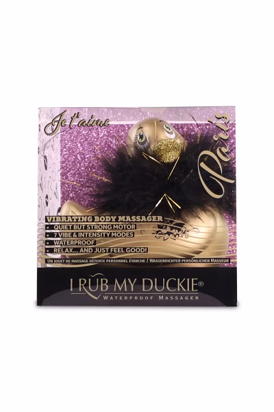 Canard vibrant or et boa noir Big Teaze Toys I Rub My Duckie Paris