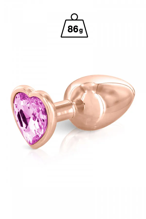 Plug bijou anal coeur rose métallique doré haute qualité