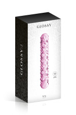 Glossy n°6, dildo perlé en verre 17cm