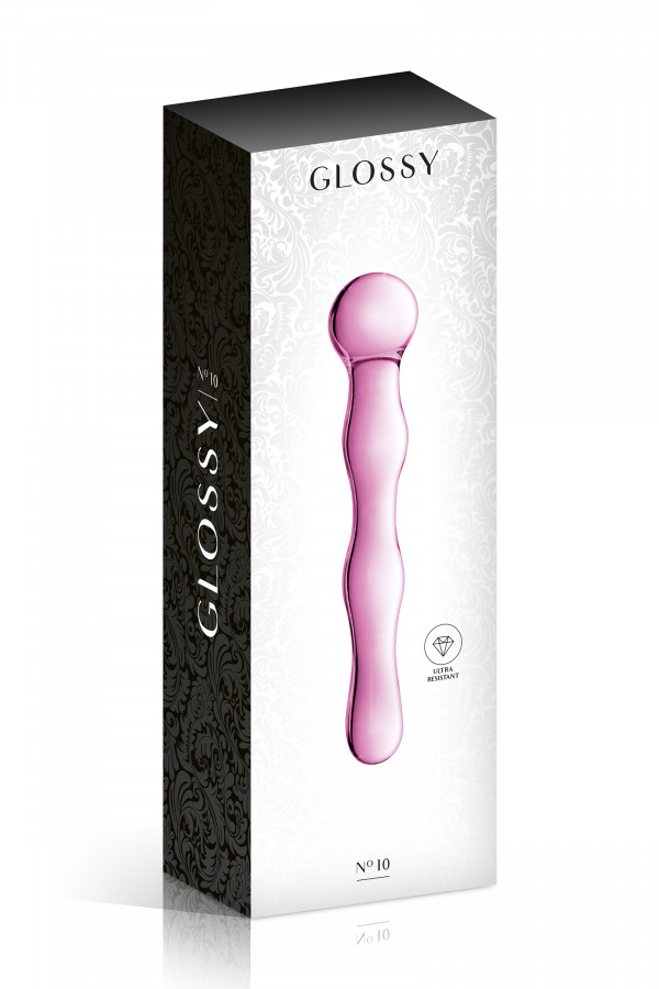 Glossy n°10, gode en verre ondulé à boule 17cm