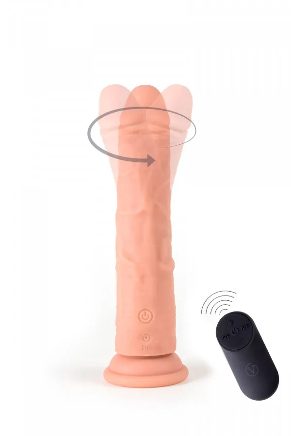 Sextoys : Vibromasseur réaliste 21cm tête tournante avec télécommande